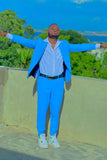 Blue Shawl Lapel 2 Pieces Men's Suits