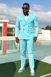 Men's Blue 3 Pieces Notched Lapel Prom Suits