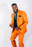 Men's Notched Lapel Orange 3 Pieces Prom Suits