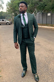 Men's Dark Green Notched Lapel 3 Pieces Prom Suits