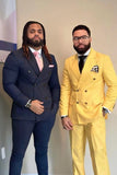 Men's Yellow Peaked Lapel 2 Pieces Slim Fit Prom Suits
