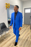 Men's Blue 2 Pieces Slim Fit Notched Lapel Prom Suits