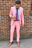 Men's Pink Peaked Lapel 2 Pieces Prom Suits