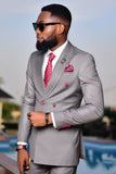 Men's Grey 2 Pieces Slim Fit Peaked Lapel Prom Suits