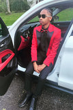 Men's Red Peaked Lapel 2 Pieces Prom Suits