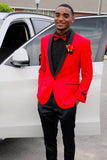 Men's Shawl Lapel 2 Pieces Red Prom Suits