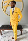 Slim Fit Yellow 2 Pieces Peaked Lapel Men's Prom Suits