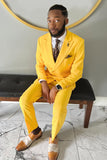 Slim Fit Yellow 2 Pieces Peaked Lapel Men's Prom Suits