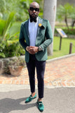 Dark Green Peaked Lapel 2 Pieces Prom Suits