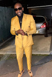 Yellow Peaked Lapel 2 Pieces Prom Suits