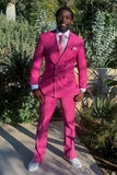 Fuchsia 2 Pieces Peaked Lapel Prom Suits