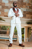 Jacquard White Shawl Lapel 2 Piece Prom Homecoming Men's Suits with Pockets