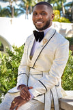 Jacquard White Shawl Lapel 2 Piece Prom Homecoming Men's Suits with Sash