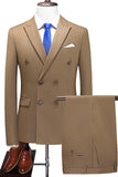 Men's Khaki Peak Lapel 2 Piece Homecoming Suits