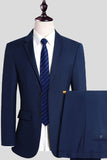 Men's Navy Notched Lapel 2 Piece Homecoming Suits