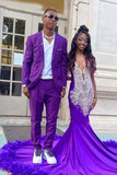 Purple Notched Lapel 2 Piece Homecoming Suits