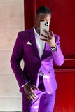 Purple Notched Lapel 2 Piece Homecoming Suits