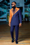Men's Peak Lapel Yellow Blue Homecoming Suits