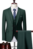 3 Piece Notched Lapel Men's Dark Green Homecoming Suits