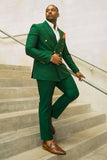 Peak Lapel Peacock Green 2 Piece Homecoming Suits