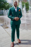 Peak Lapel Peacock Green 2 Piece Homecoming Suits