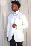 Men's White Peak Lapel Homecoming Blazer