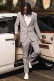 Men's 2 Piece Grey Notched Lapel Homecoming Suits