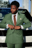 Green Peak Lapel Slim Fit 2 Piece Men's Homecoming Suits