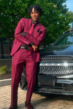 Dark Red Notched Lapel Slim Fit 2 Piece Homecoming Suits