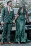 Dark Green 2 Piece Shawl Lapel Single Breasted Men's Homecoming Suits