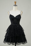 Gorgeous A Line Spaghetti Straps Purple Sparkly Corset Homecoming Dress