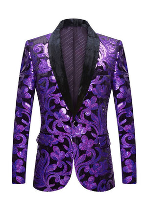 Purple Shawl Lapel One Button Men's Prom Suits