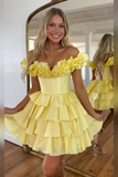 A-Line Sparkly Golden Sleeveless Ruffle Tiered Corset Homecoming Dress