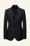 Dark Blue 2 Piece One Button Notch Lapel Men's Suit