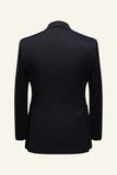 Dark Blue 2 Piece One Button Notch Lapel Men's Suit