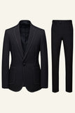Dark Blue 2 Piece One Button Notch Lapel Men's Suit