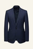 Dark Blue 2 Piece One Button Notch Lapel Men's Suit
