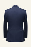 Dark Blue 2 Piece One Button Notch Lapel Men's Suit