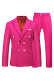 Hot Pink Double Breasted 2 Piece Men's Suits
