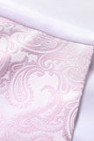Pink Jacquard Belt Back Men's Dress Vest With Free Pocket Square and Tie