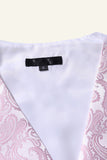 Pink Jacquard Belt Back Men's Dress Vest With Free Pocket Square and Tie