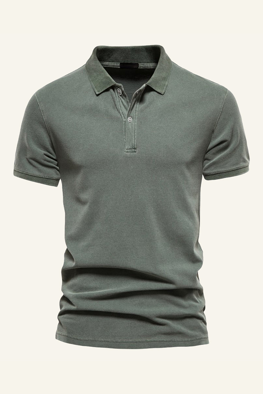 Grey Green Cotton Sport Polo Shirt