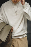 Men's Grey Raglan Sleeves Loose Fit Pullover Sweatshirt