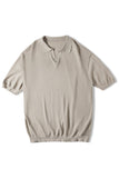 Men's Light Khaki Knitting Short Sleeve T-Shirt
