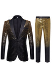 Purple Sequined 2 Piece Peaked Lapel Men Suit
