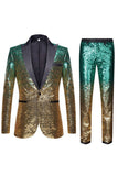 Purple Sequined 2 Piece Peaked Lapel Men Suit