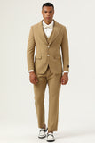 Brown Peaked Lapel 3 Piece Two Button Men Suit