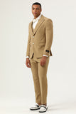 Brown Peaked Lapel 3 Piece Two Button Men Suit