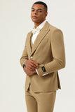 Brown Peaked Lapel 3 Piece Two Button Men Suit