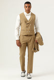 Brown Peaked Lapel 3 Piece Two Button Men Suit